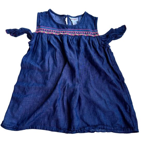 Cat & Jack Chambray Cold Shoulder Top - Boho Medium - Picture 1 of 3